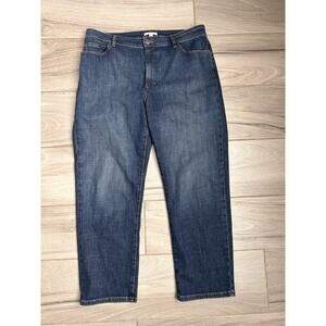 Eileen Fisher Jeans Womens Sz 12 Blue Straight Leg Organic Cotton Blend Denim BZ